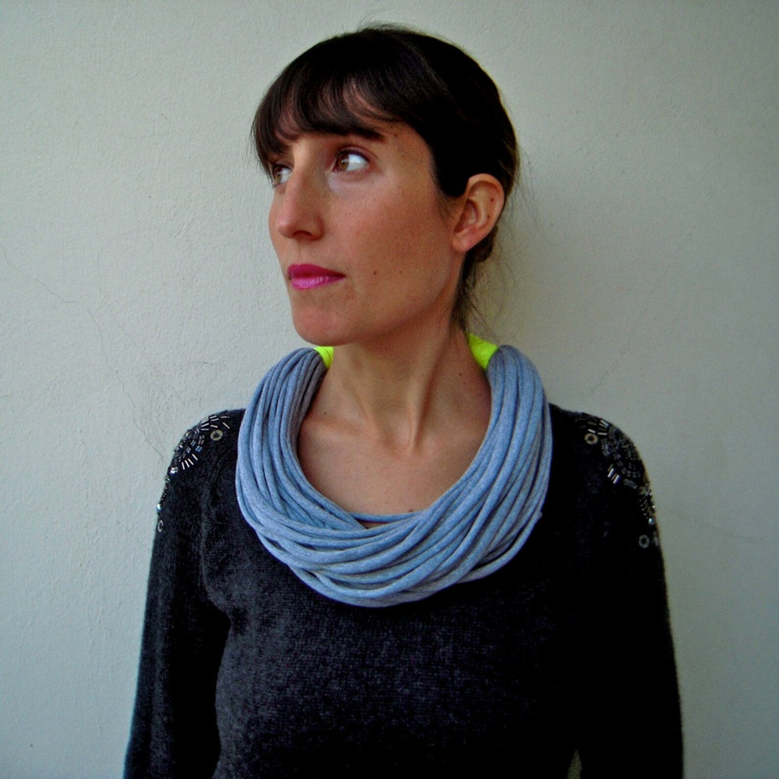 The funky neon necklace handmade in neon yellow and grey Etsy