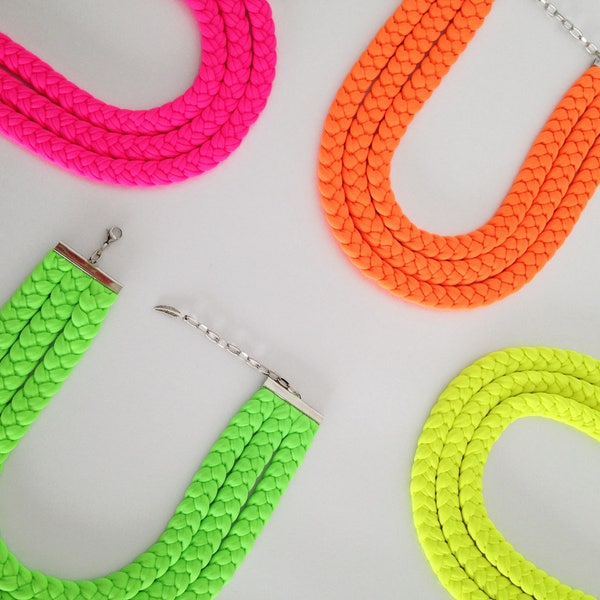 Chunky neon necklace, statement neon choker, layered neon necklace