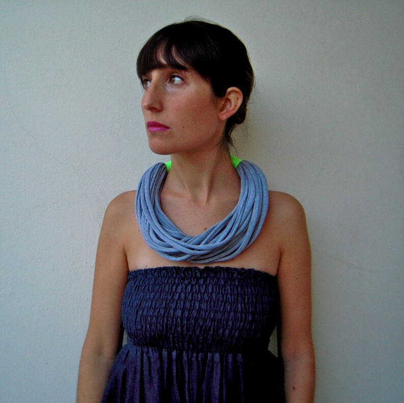 The Funky Neon Necklace Handmade in Neon Green and Grey Etsy