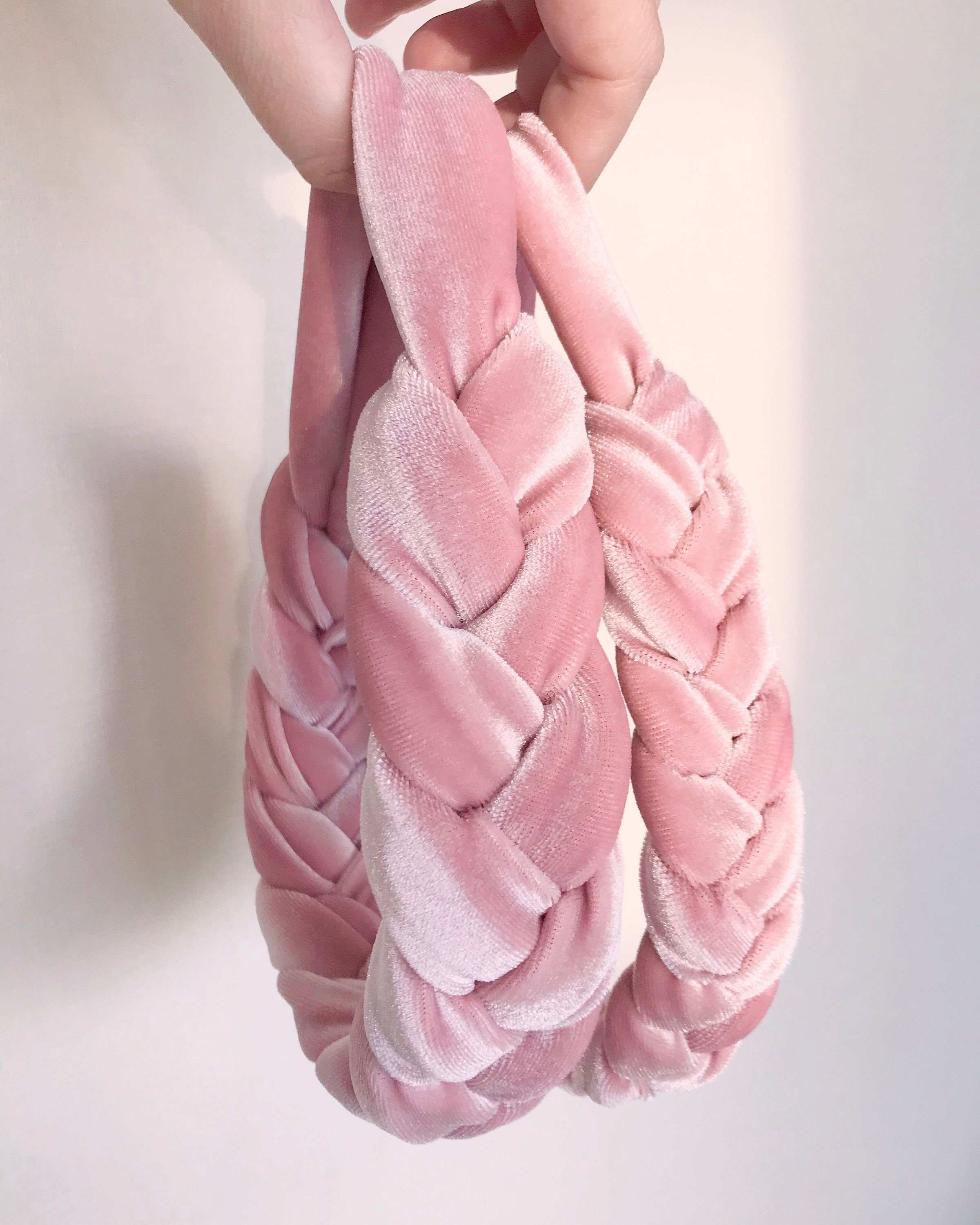 Buy Dusty Rose Luxe Braided Velvet Headband, Dusty Pink  display picture 1