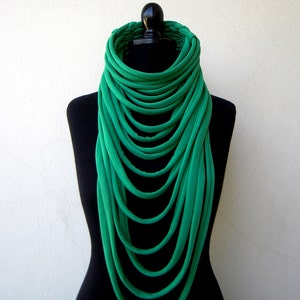 Scarves for women, statement necklace, green scarf, green necklace, textile accessories, fabric necklace, textile jewelry, birdienumnumshop image 2