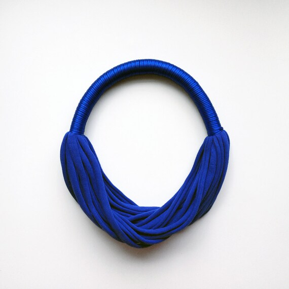 The funky party necklace handmade in cobalt fabric Etsy