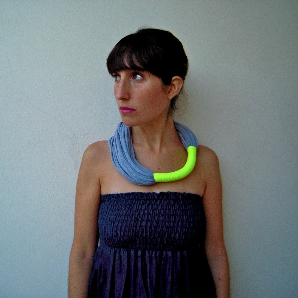The funky neon necklace handmade in neon yellow and grey Etsy