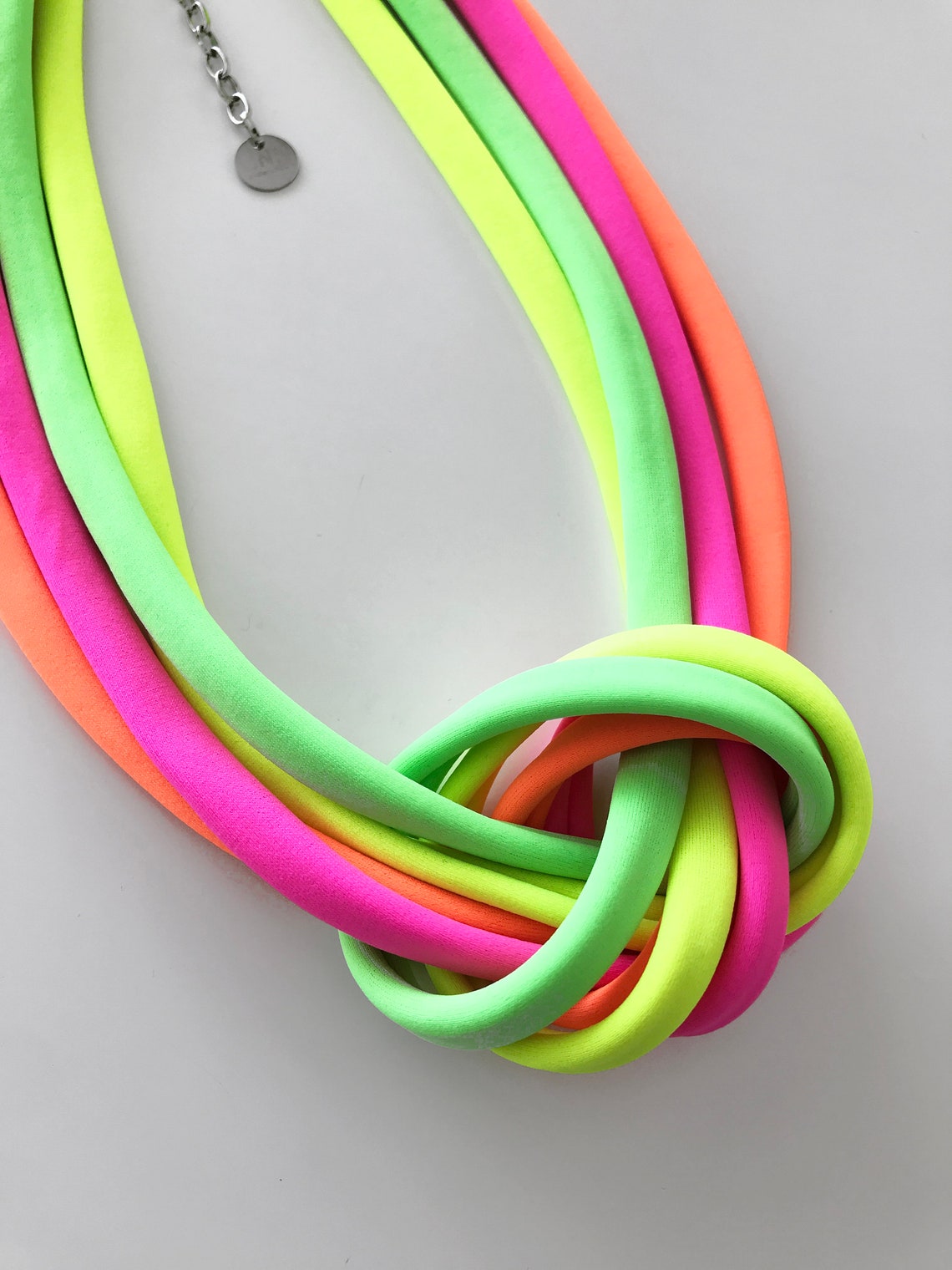 Neon Knot Necklace Neons Rope Necklace Unique Knotted Choker Etsy