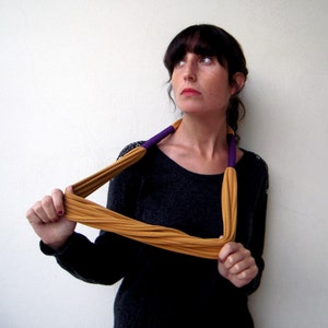 statement chunky fabric necklace choker, long yellow multistrand necklace, layered textile jewelry, mom gift, peruvian cotton infinity scarf