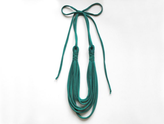 Layered teal necklace, emerald necklace, gift for girlfriend, long statement necklace, sister gifts, boho necklace, mom gift, ivory necklace