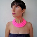 Neon statement necklace, neon choker, chunky necklace, multistrand choker, braided necklace, textile jewelry, colorful textile necklace product logo