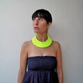 Statement necklace, Neon choker, braided necklace, layered necklace, tribal necklace -Triple braid necklace - handmade in neon yellow fabric product logo