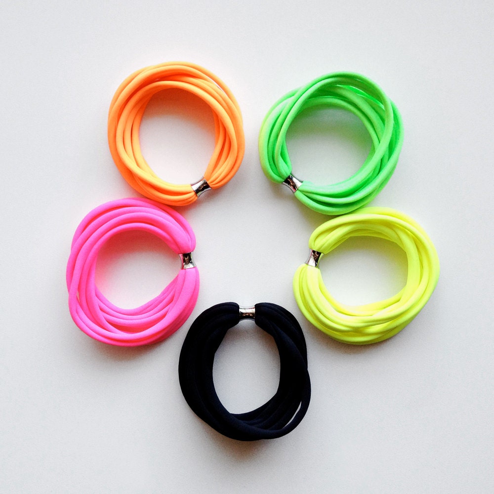 neon wrap beaded bracelet, handmade jewelry, neon stretch wristband, boho jewelry, stretch bracelets, neon multistrand bracelets