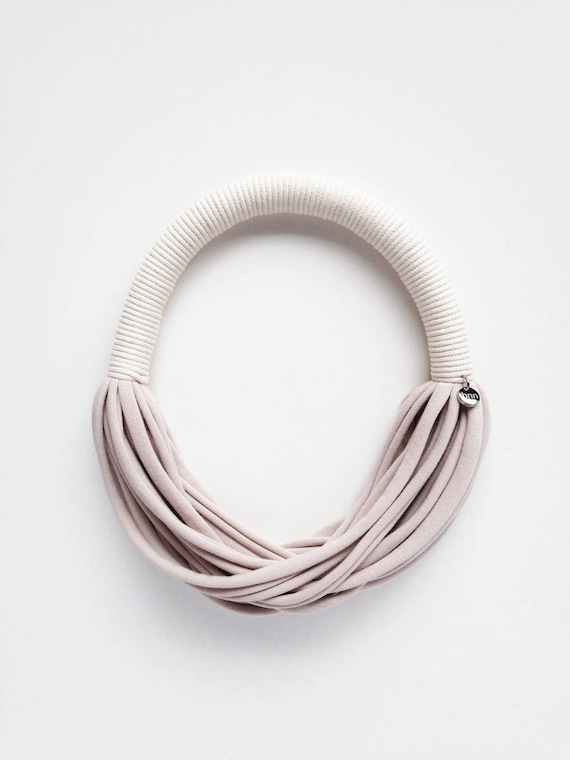 statement choker, rope cotton necklace, tribal necklace, ivory necklace, statement fabric necklace, jersey fabric necklace, birdienumnum