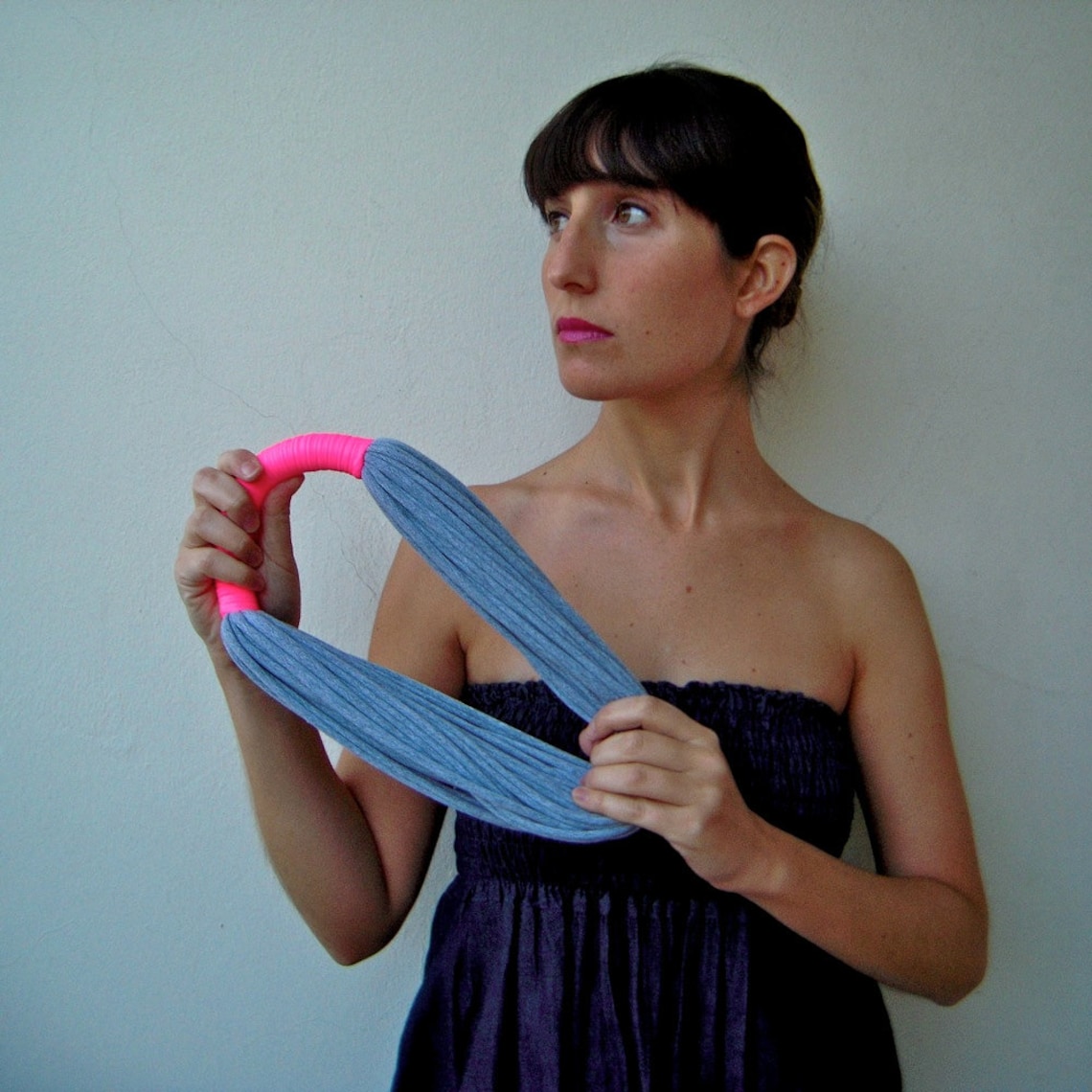 The funky neon necklace handmade in neon and grey jersey Etsy