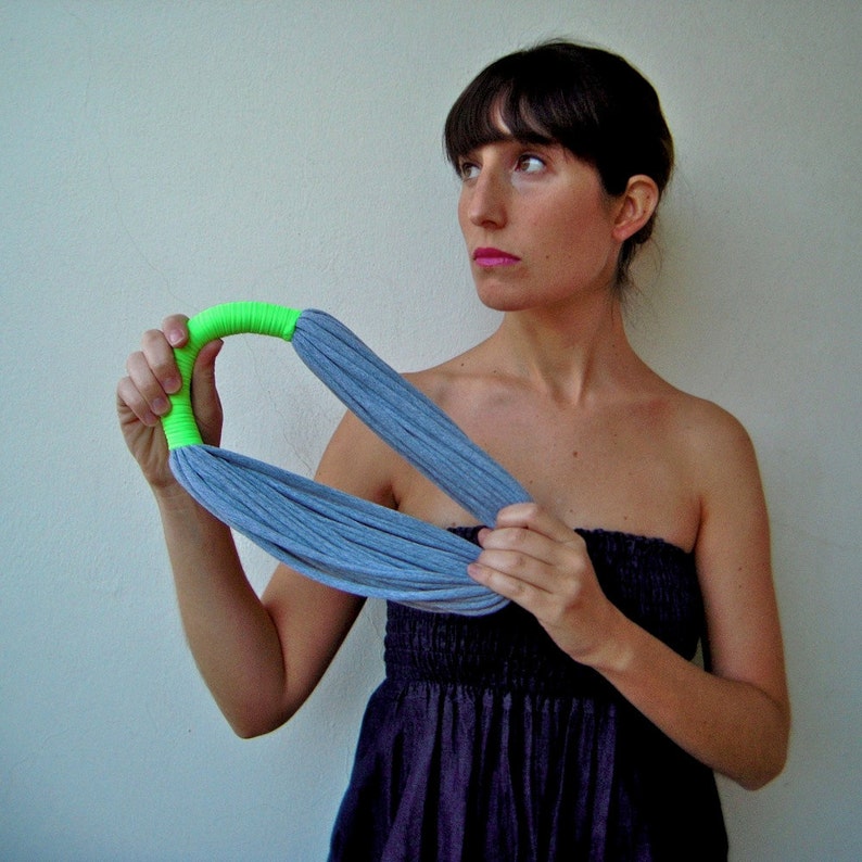 The Funky Neon Necklace Handmade in Neon Green and Grey Etsy