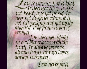 1 Corinthians 13 Love calligraphy print