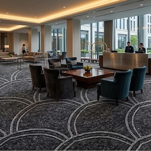 Handmade Tufted Wool Rug, Modern Arch Pattern Area Carpet, Dark Grey Luxury Rug