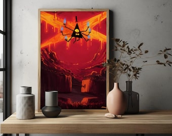Póster de Bill Cipher / Lámina de Gravity Falls / Póster de Weirdmageddon / Láminas de animación de los años 2000