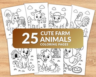 25 Cute Farm Animals Coloring Pages for Toddlers | Easy Farm Animal Coloring Book | Preschool Printable PDF | Kids Farm Activity