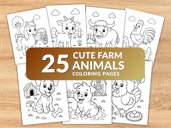 25 Cute Farm Animals Coloring Pages for Toddlers | Easy Farm Animal Coloring Book | Preschool Printable PDF | Kids Farm Activity