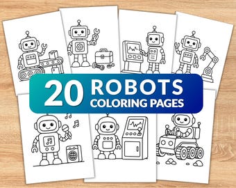 20 Roboter Malseiten für Kinder, Roboter Malbuch, PDF zum Ausdrucken, Malseiten für Kleinkinder, Vorschulaktivität, sofort Download