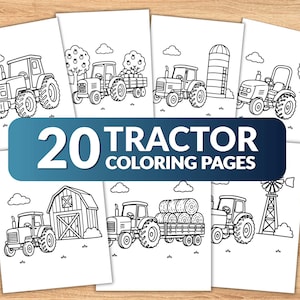 20 Tractor Coloring Pages for Kids, Easy Farm Tractor Coloring Book, Printable Tractor Coloring Sheets, Toddler Farm Vehicle Activity