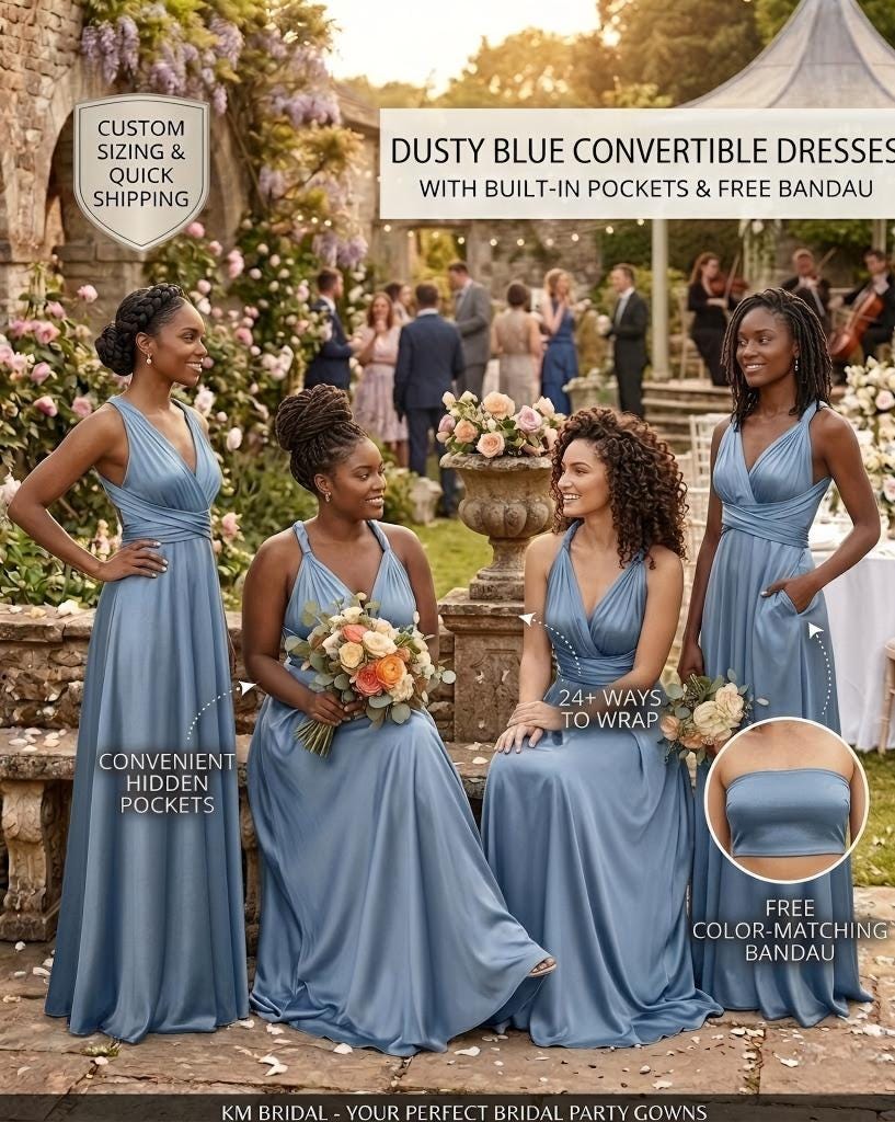 bridesmaid dresses quick delivery Dusty Rose Convertible Dress With Pockets, Luxe Satin Jersey Gown Color:peacock SALE: Afterpay Day March 2025 Beaded V Neck Column Maxi Neckline