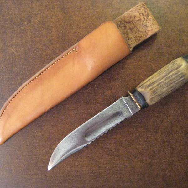 Vintage 1930s L.L. Bean Solingen Germany Hunting Knife with Custom Leather Sheathe