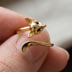 Fox Wrap Ring, Adjustable Fox Ring, Animal Band Ring, Open Fox Ring, Minimalist Animal Jewelry, Woodland Fox Ring