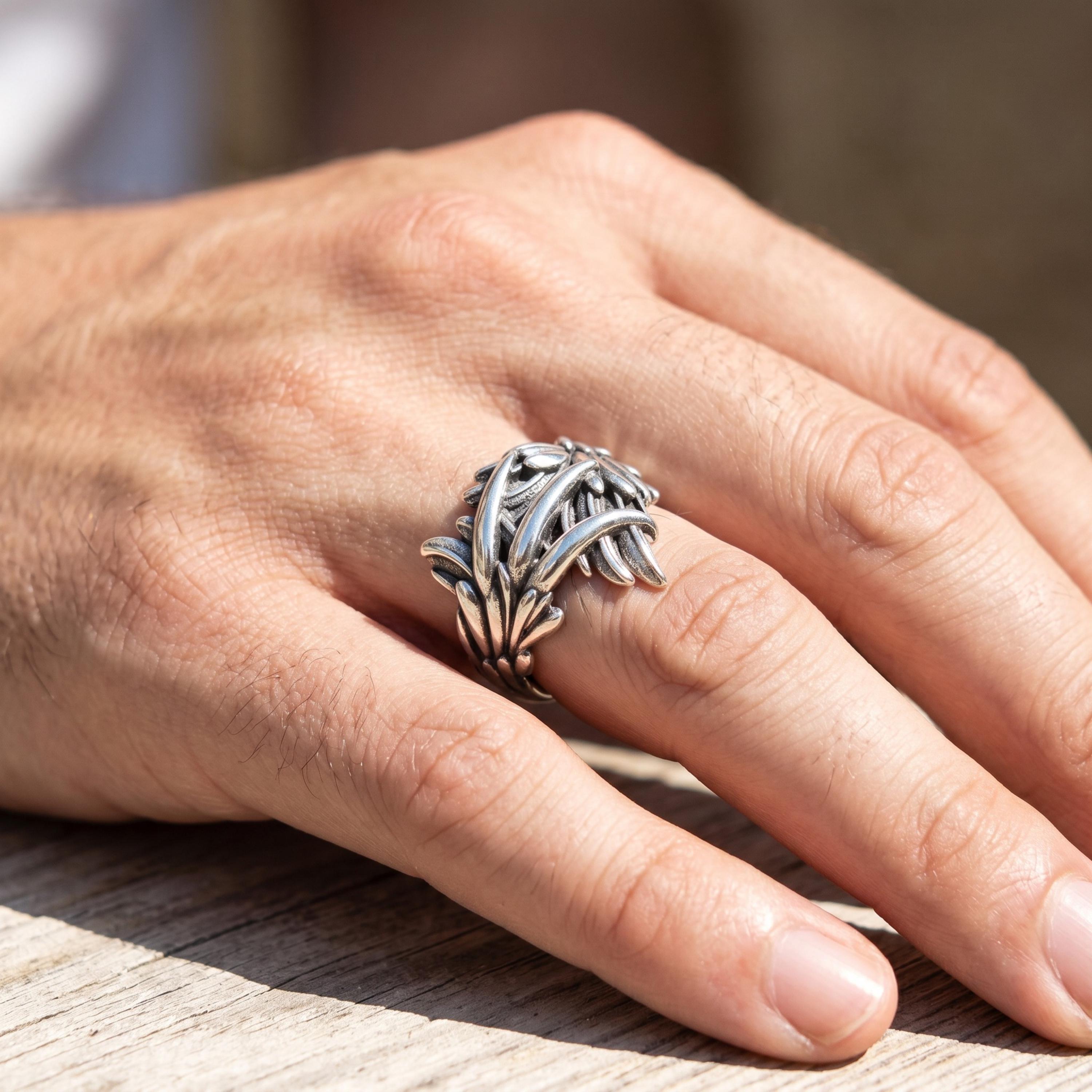 Phoenix Ring - Adjustable Band Punk Style Statement Ring Mens