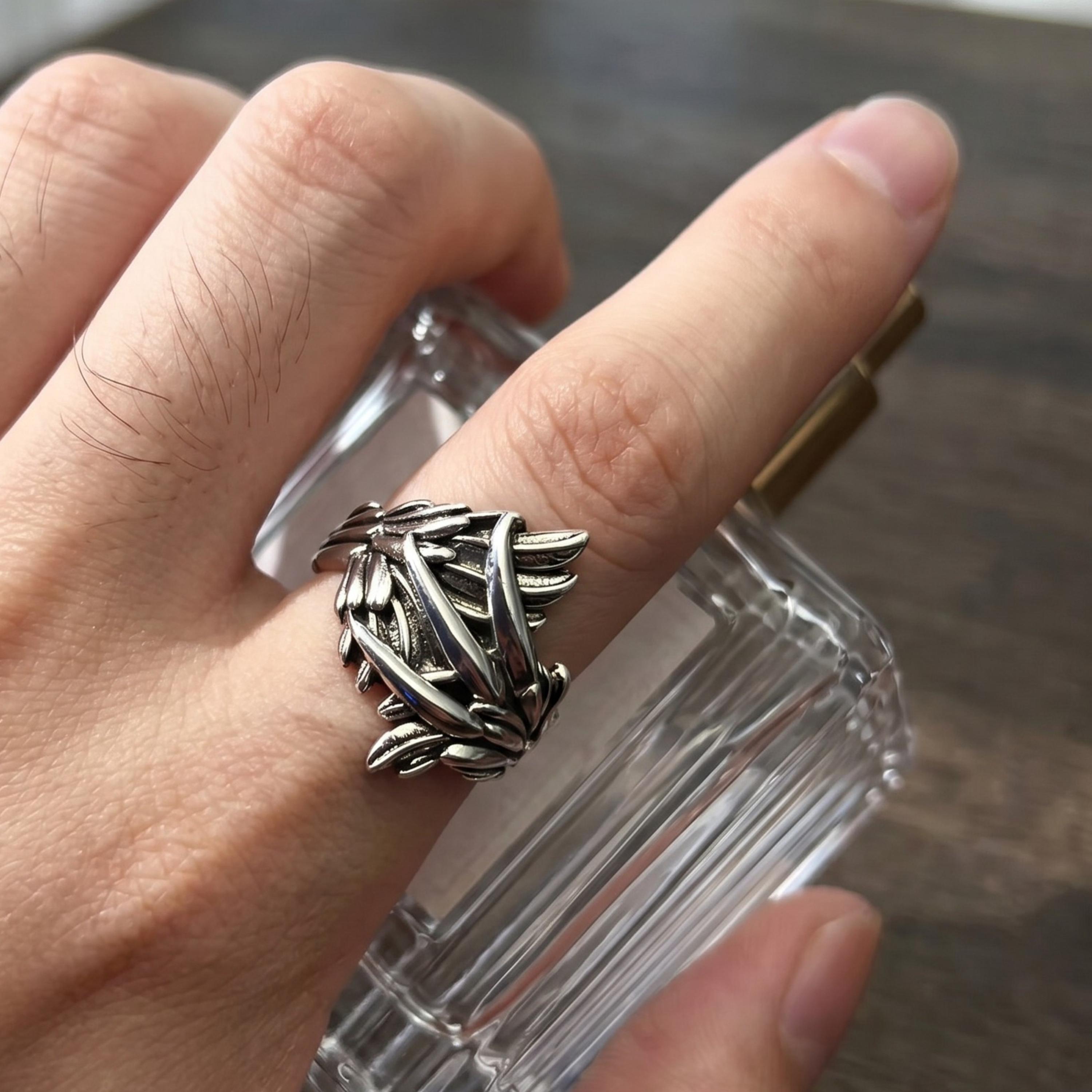 Phoenix Ring - Adjustable Band Punk Style Statement Ring Mens
