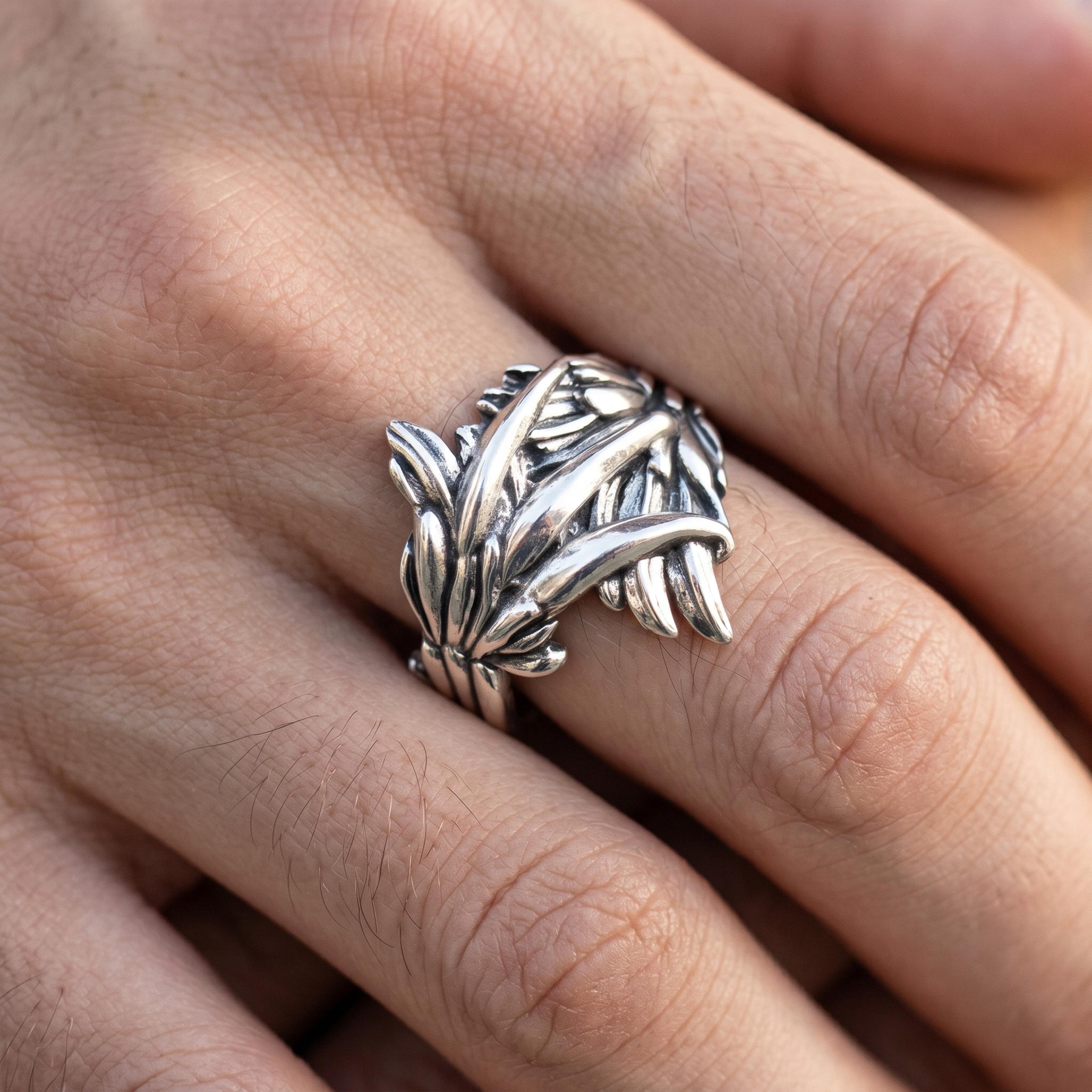 Phoenix Ring - Adjustable Band Punk Style Statement Ring Mens