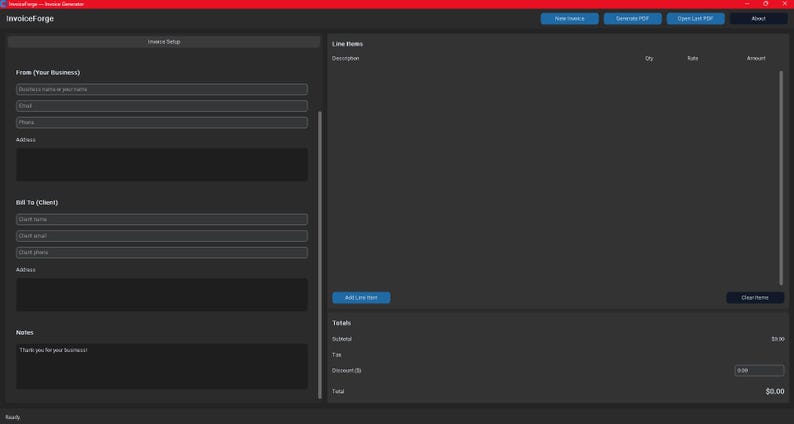 InvoiceForge: Professional PDF Invoice Generator for Freelancers (Desktop App) image 1
