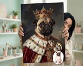 Custom Royal Pet Portrait from Photo, Regal Dog King Painting, Regency Style