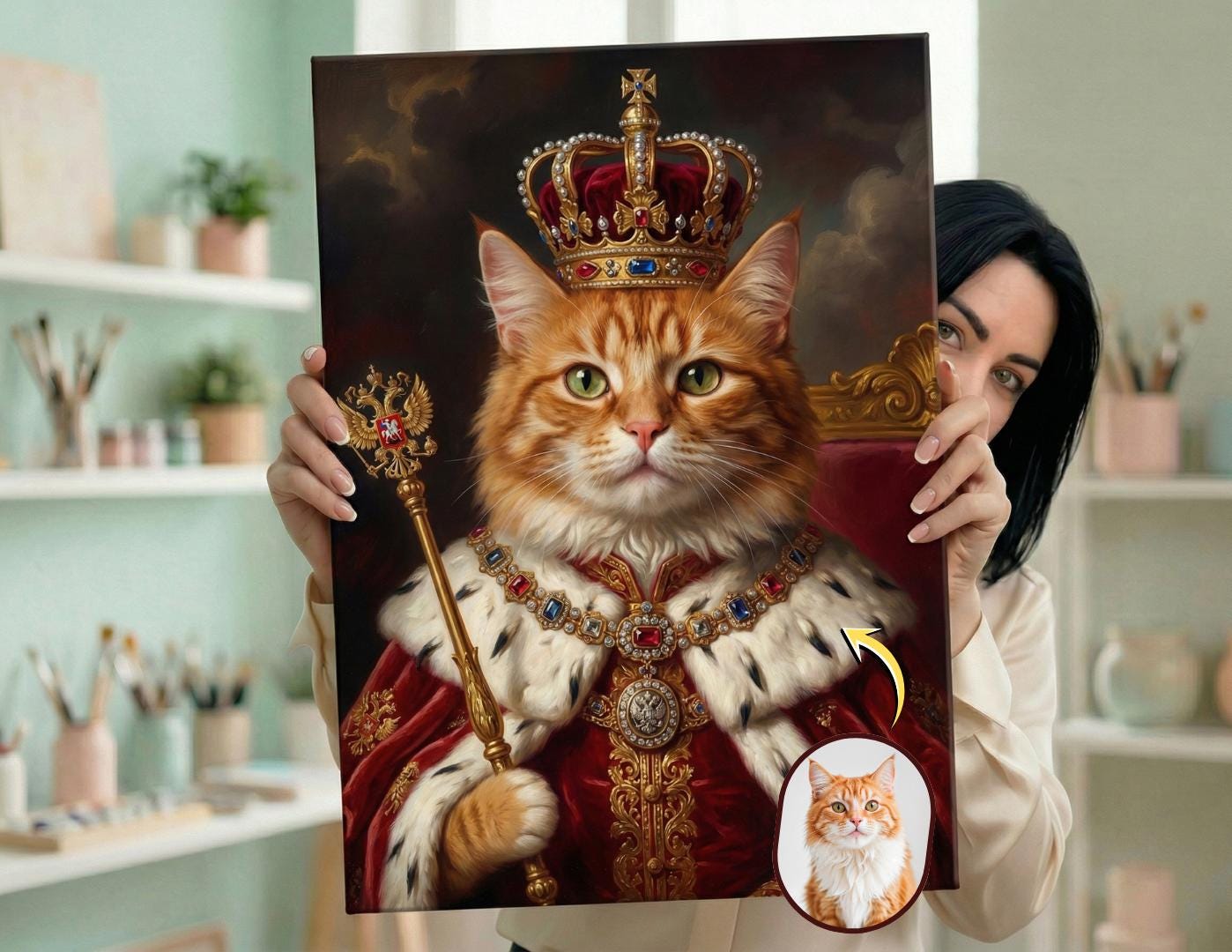 Custom Royal Pet Portrait, Regal Dog Cat King Painting - Etsy