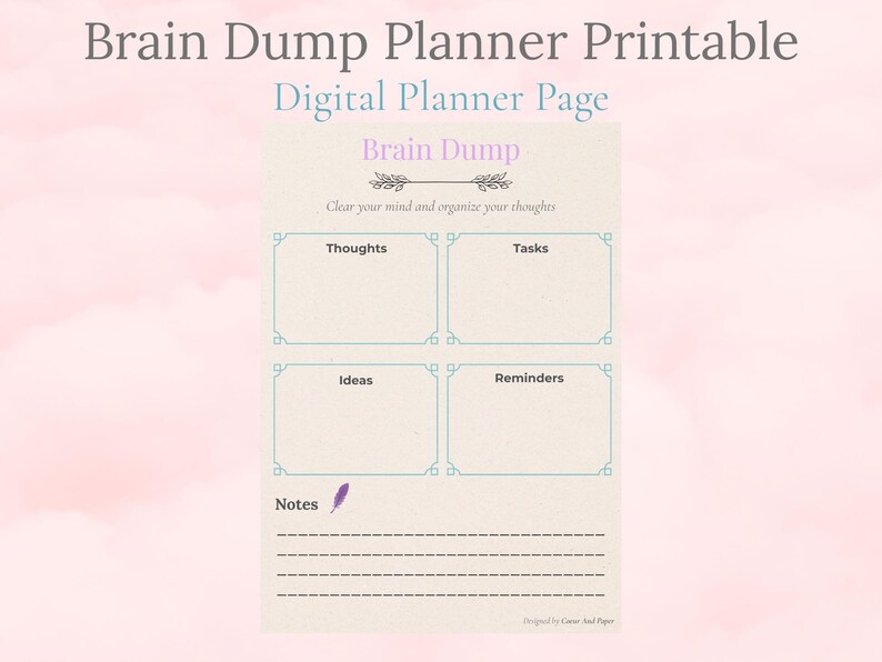 Brain Dump Planner Printable | Mental Clarity Worksheet | Organize Your ...