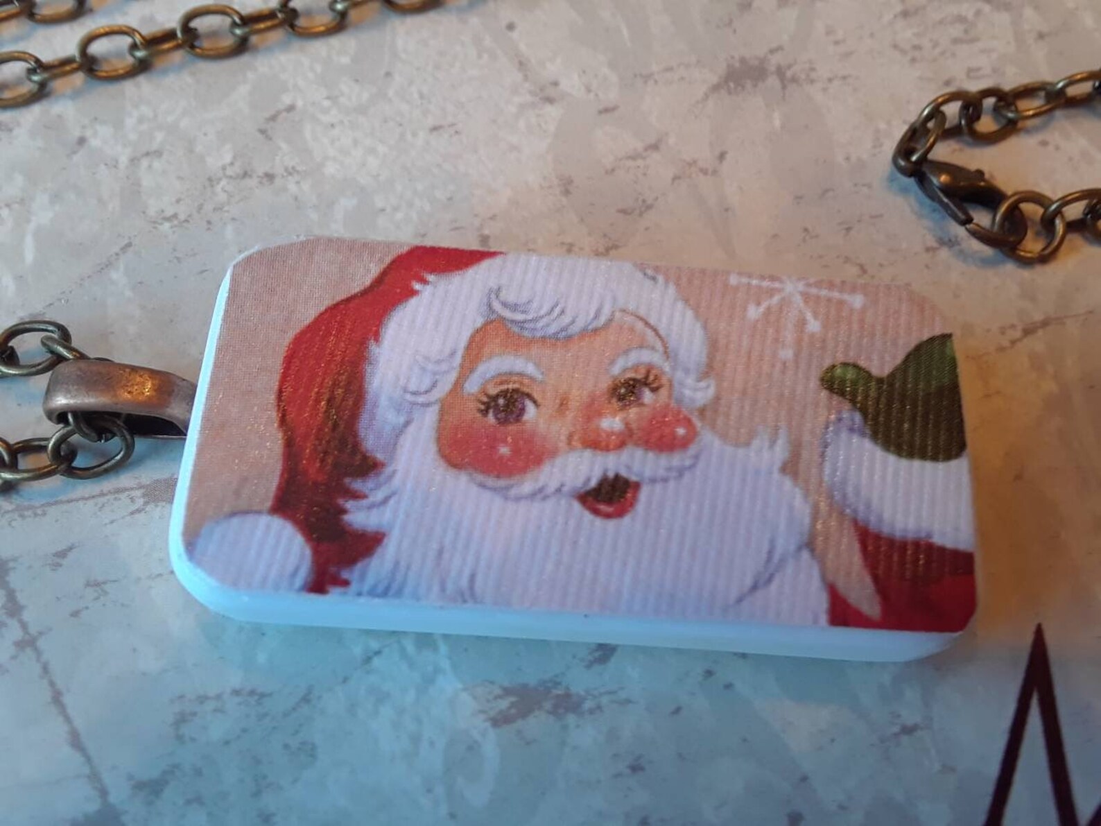 Christmas necklace domino santa | Etsy