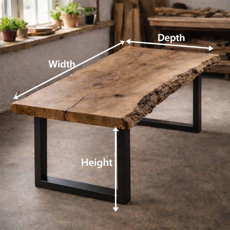 Handcrafted wooden coffee table featuring a natural walnut slab top, designed to work beautifully as a sofa table or central living room furniture piece.