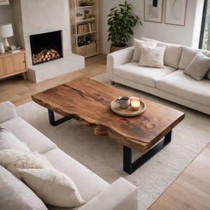 A refined wooden coffee table made from natural walnut, designed as a durable solid wood table that elevates living room interiors.