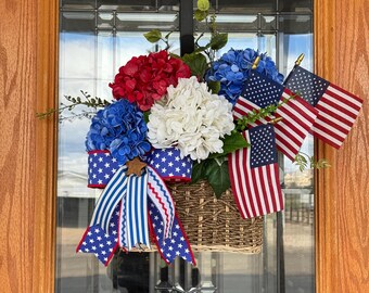 Panier de porte bleu blanc rouge