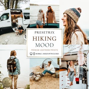 15 Hiking Mood Lightroom Presets, Earthy Adventure Photo Filters (Mobile/Desktop)