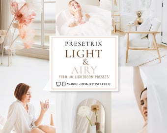 15 lekkich i przewiewnych presetów Lightroom do urządzeń mobilnych i komputerów stacjonarnych, jasne i czyste filtry fotograficzne, minimalistyczna estetyka wnętrz, delikatne, białe presety