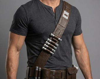 Mandalorian Belt Star Wars Cosplay Costume Leather Belt with Leg Holster.