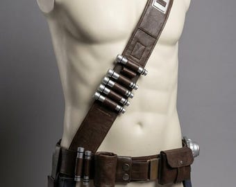 Op Starwars geïnspireerde Mandalorian riem cosplay kostuum leren riem met beenholster.