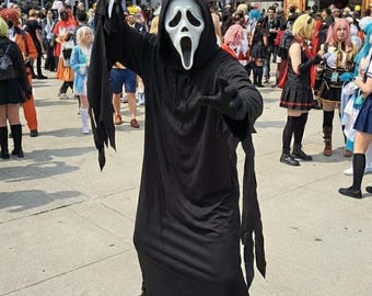 Classic Ghostface Cosplay Costume – Complete Horror Slasher Robe & Mask Set