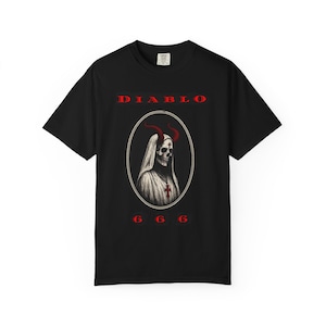 Diablo Skull Nun T-shirt | Gothic Devil 666 Horror Religious Design