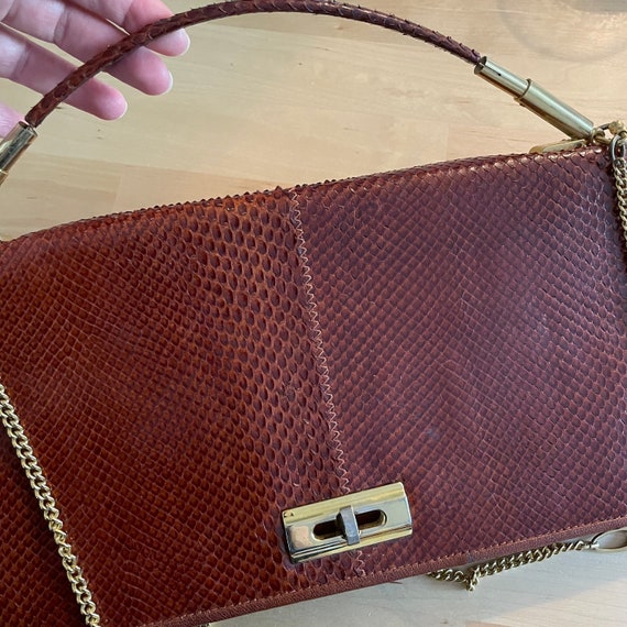 Brown snakeskin clutch purse handbag - image 4