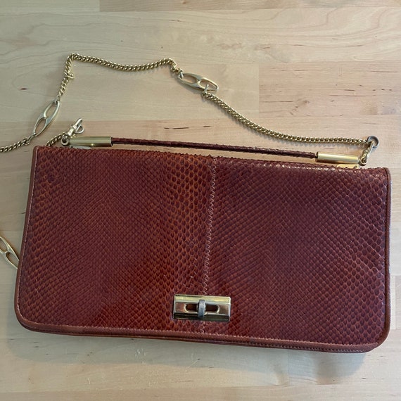 Brown snakeskin clutch purse handbag - image 2