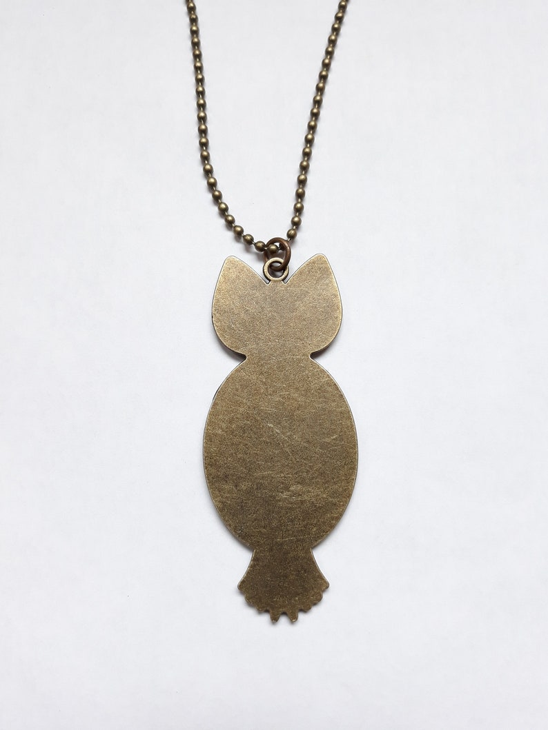 Owl pendant necklace with fluid paint design