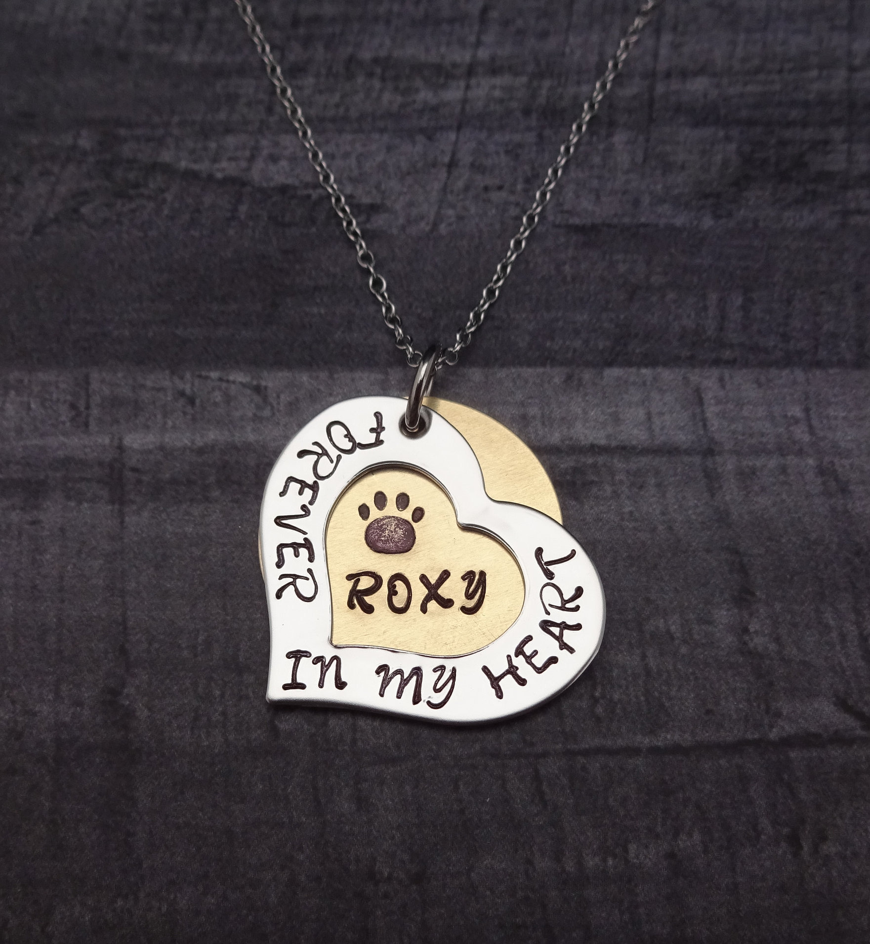 Personalized Pet Memorial Necklace Heart Hand Stamped Pet Etsy