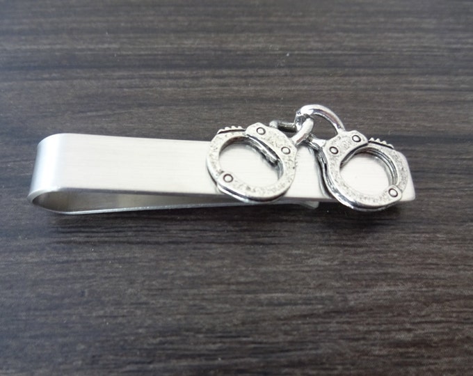 Skinny Tie Clip Police Officer Cuffs Handcuffs Gift for Him or Her Law