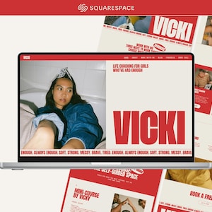 Squarespace Website Template for Coach, Online Coach Website, Red Squarespace 7.1 Template, Virtual Assistant Website, Modern Website
