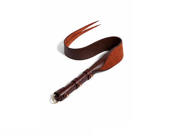 Handmade Genuine Leather Flogger Whip – Premium Brown Leather BDSM Impact Play Paddle, Handcrafted Bondage Accessory, Gift for Couples